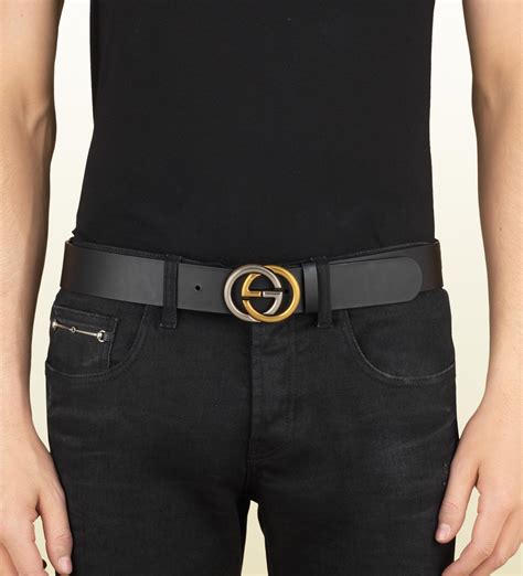 gucci leather belt with interlocking g buckle woman|gucci leather belt price.